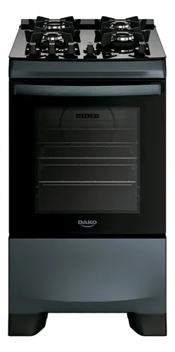 Fogão 4 Bocas A Gás Dako Supreme Timer Glass Com Mesa De Vidro E Forno 60l Titanium